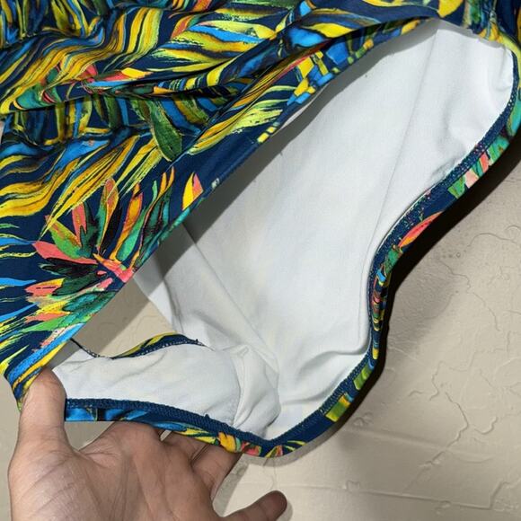 Soma tropical palm print v wire tankini swim suit size large - Picture 9 of 11